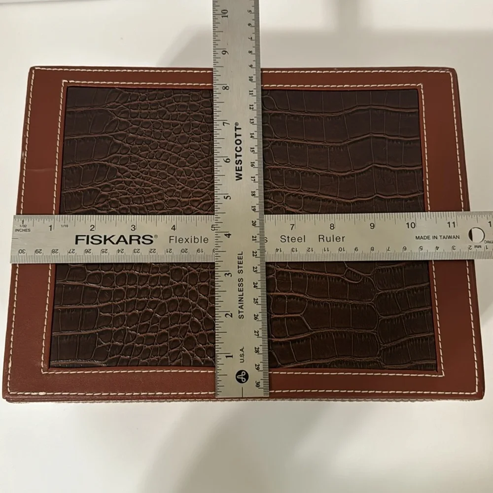 Brown Crocodile Embossed Decorative Storage Box Lift Top